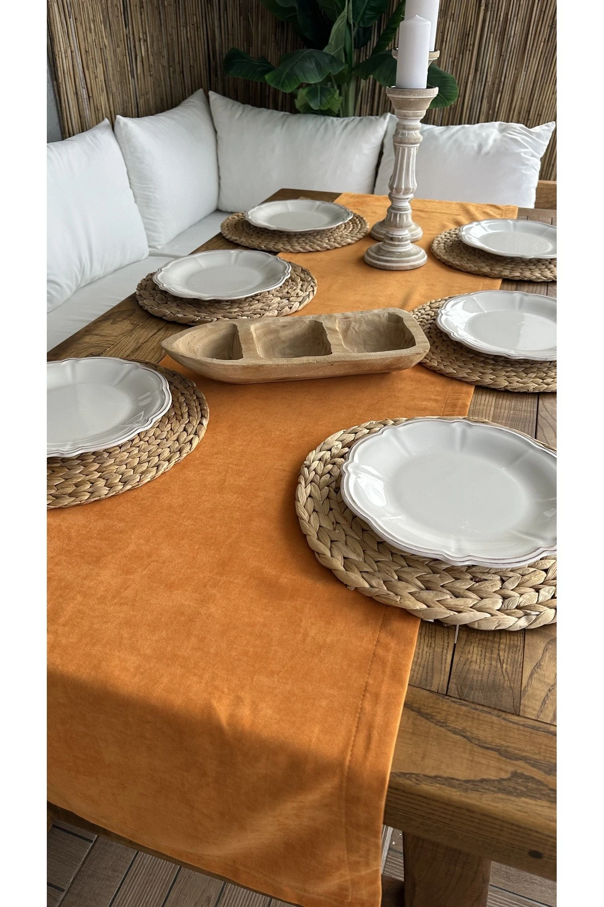 Kadife Dokulu Dertsiz Turuncu Runner