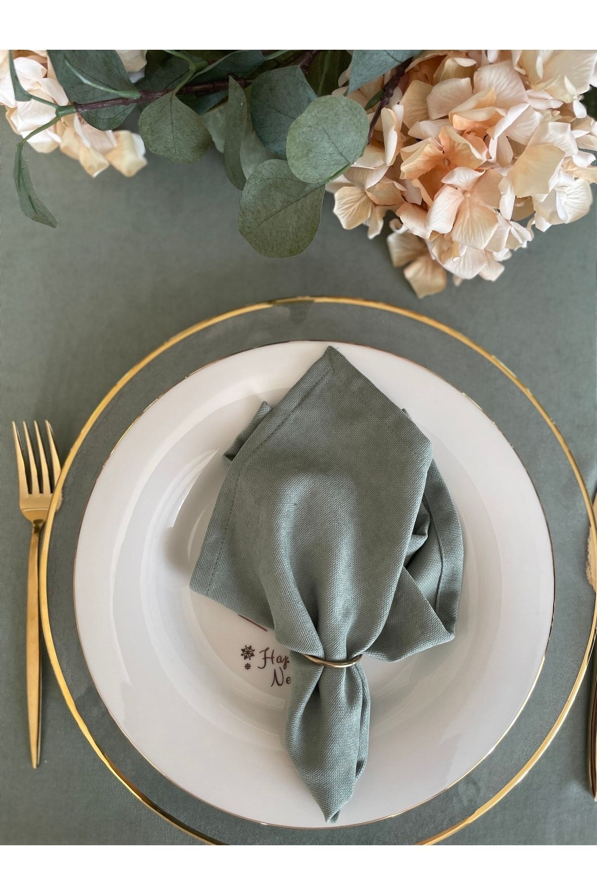 Kadife Dokulu Dertsiz Çağla Yeşili Peçete 6 Adet