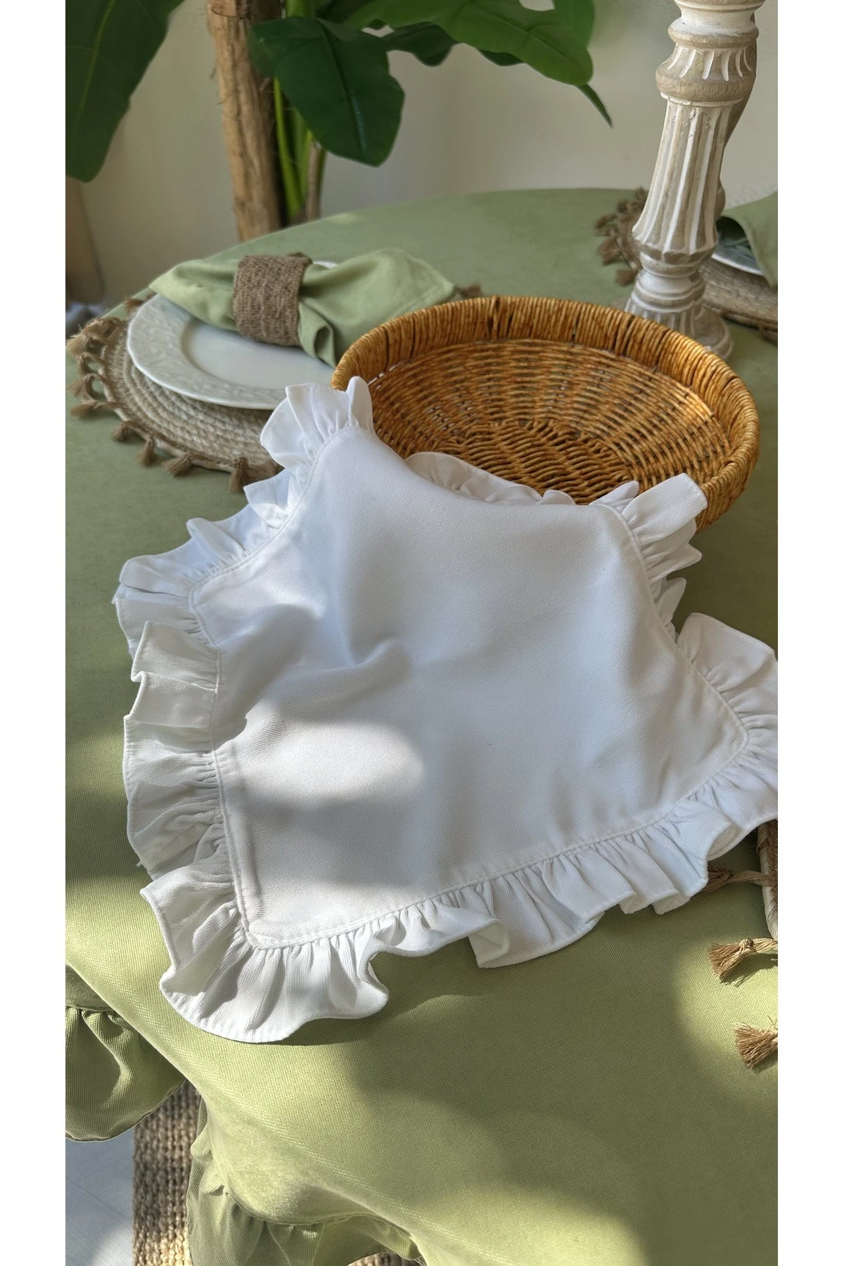 Fırfırlı Peçete Sunum Peçetesi Sepet Örtüsü