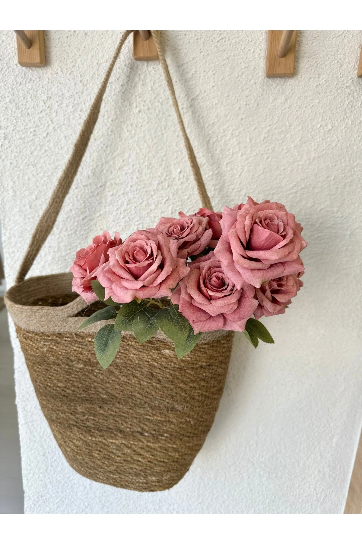 1. Kalite Yapay Pembe Gül Demeti 45 cm