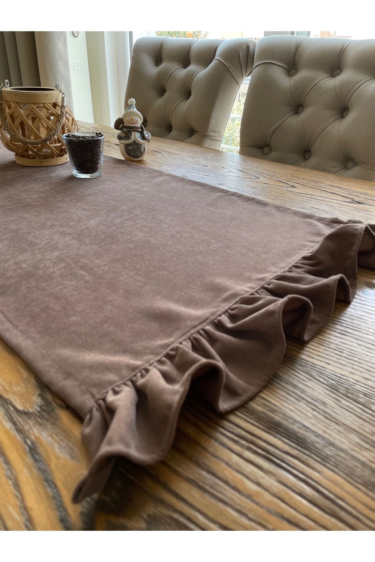 Fırfırlı Kahverengi Vintage Runner