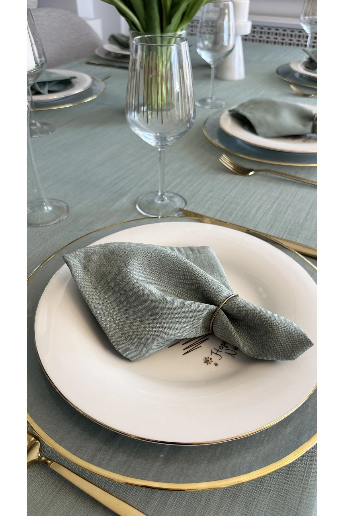 6 Adet Keten Dokulu Kumaş Peçete - 4