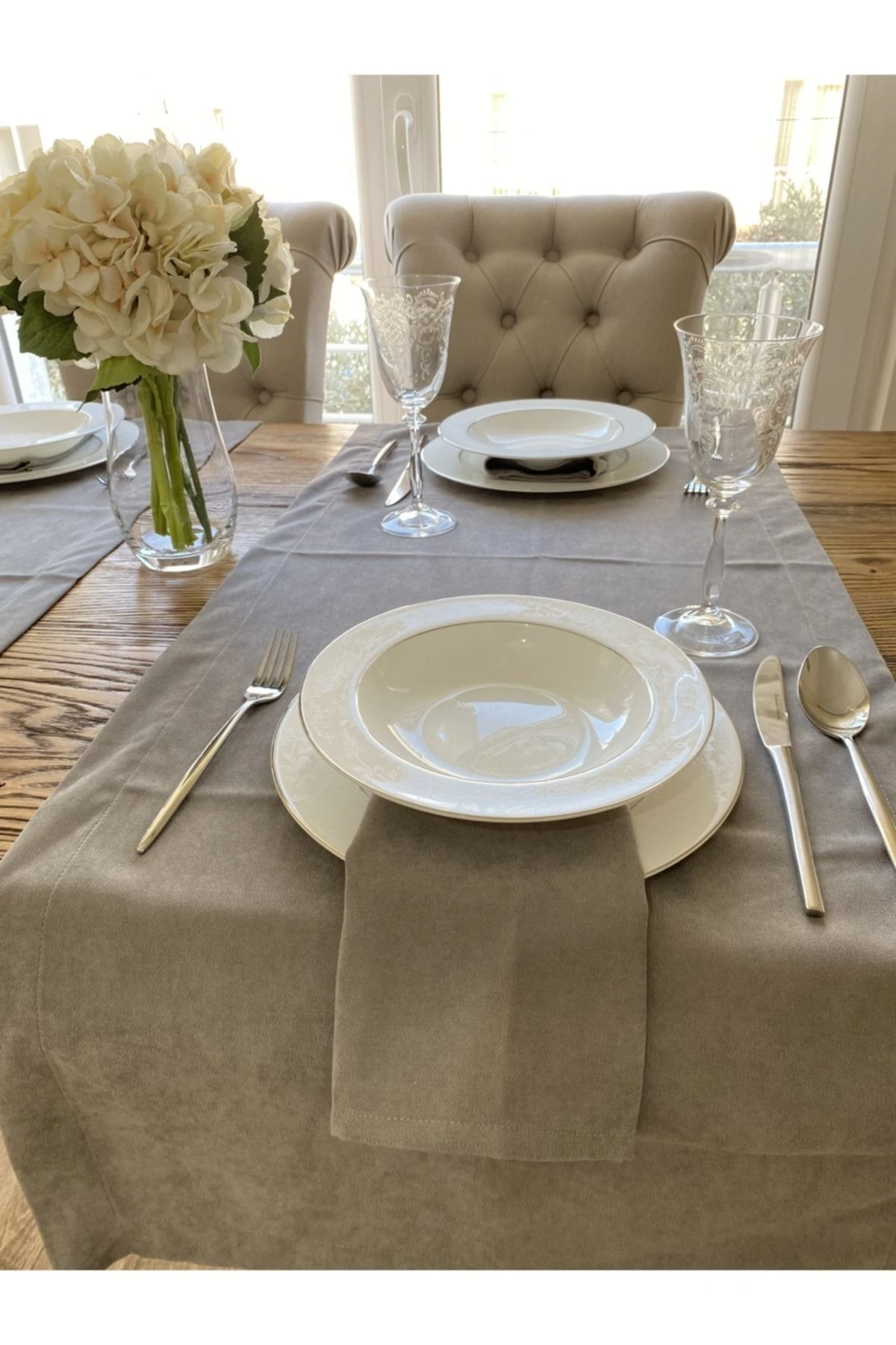 Kadife Dokulu Dertsiz Gri Runner