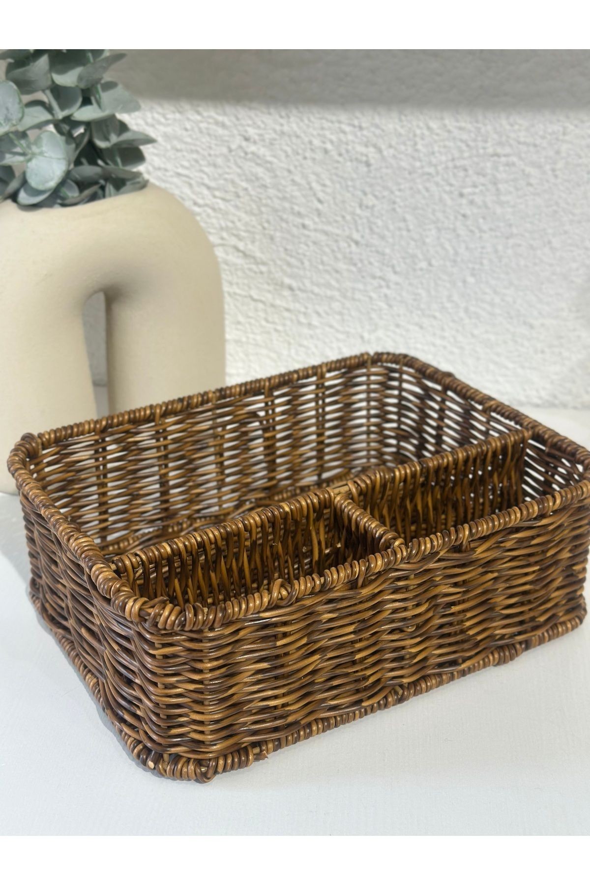Rattan Kahverengi Bölmeli Organizer Düzenleyici