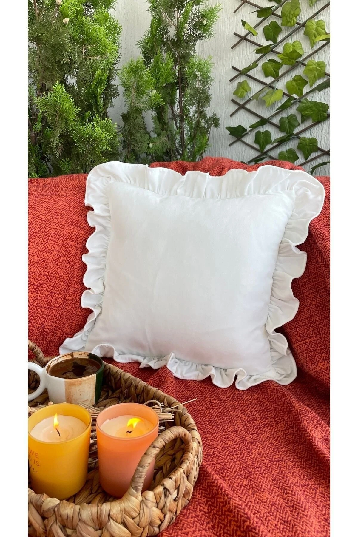 Kadife Doku Vintage Fırfırlı Kırlent Kılıfı 5