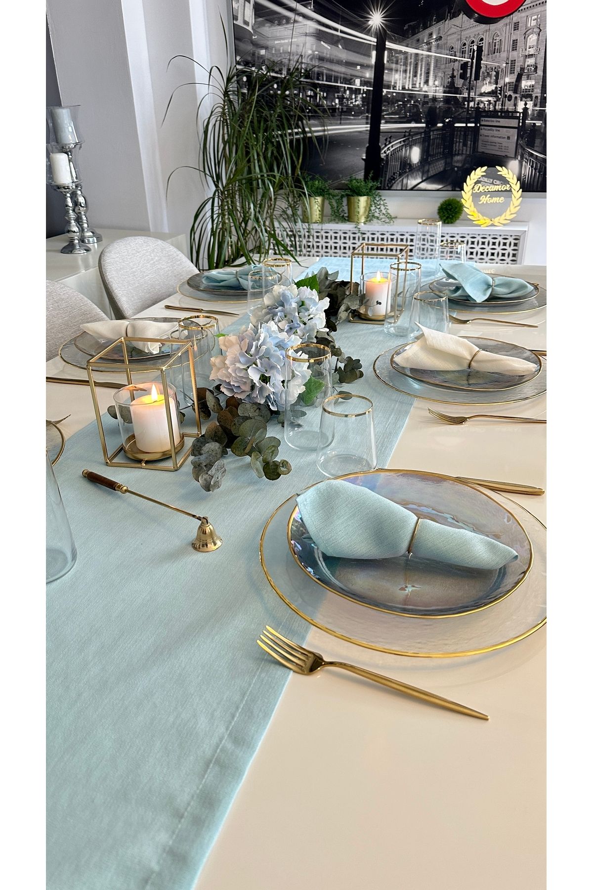 6'lı Dertsiz Simli Mint Yeşili Peçete Kumaş Peçete