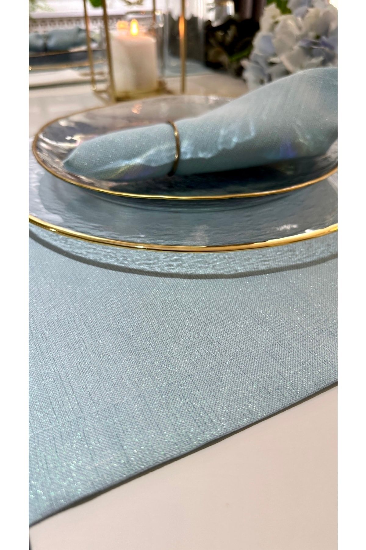 Keten Dokulu Simli Mint Yeşili Dertsiz Runner