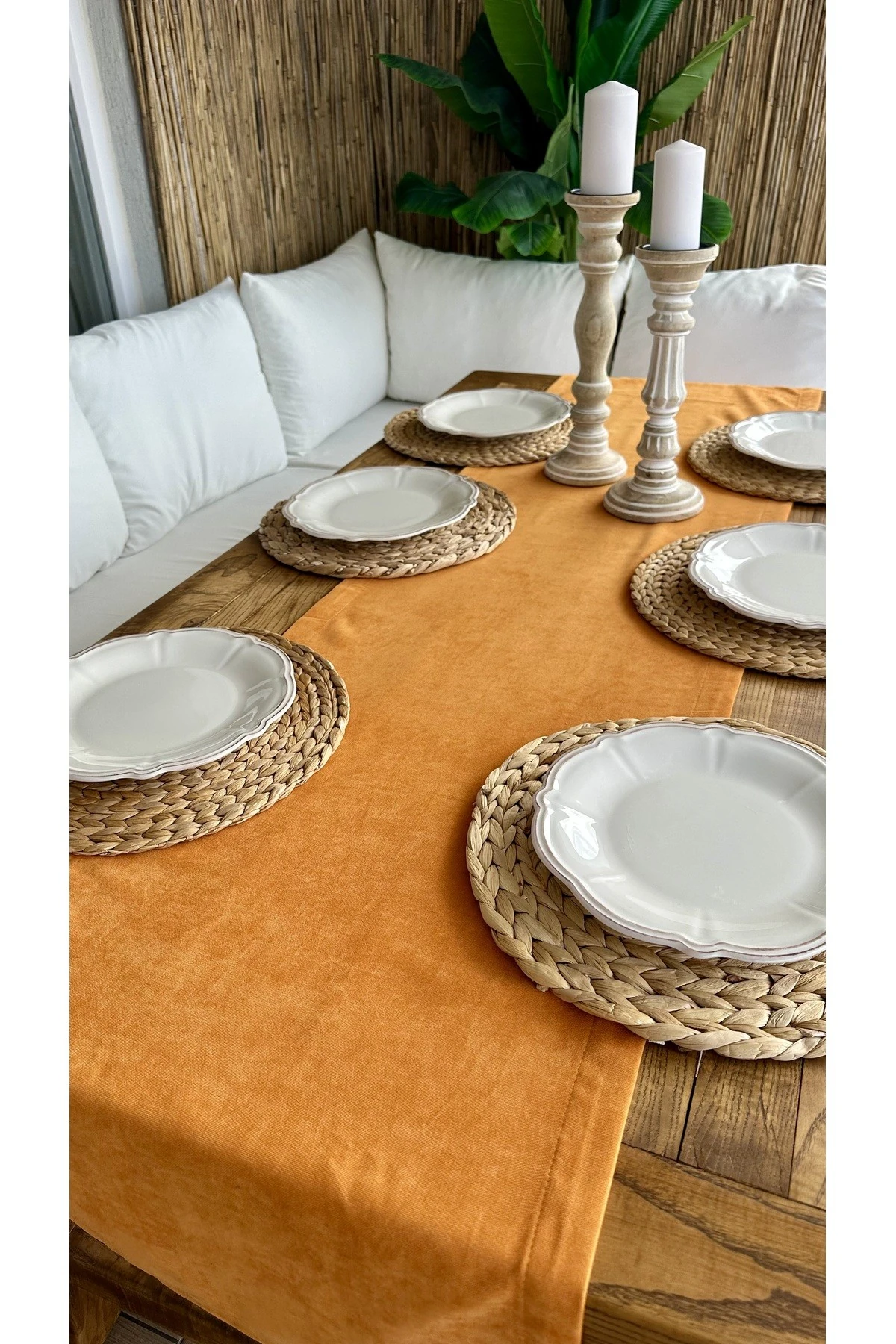 Kadife Dokulu Dertsiz Turuncu Runner