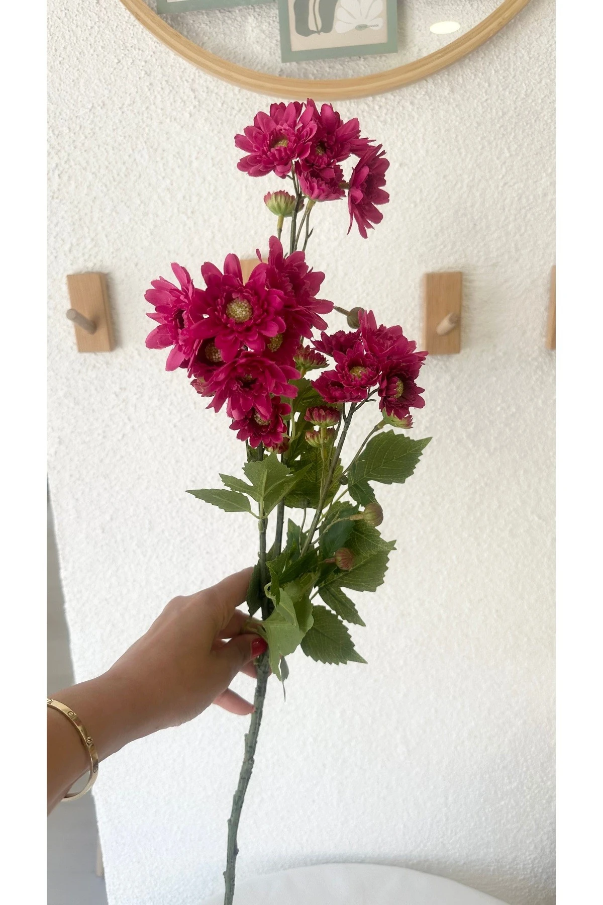 1. Kalite Fuşya Pembe Yapay Kasımpatı Dalı Çiçeği 80 cm