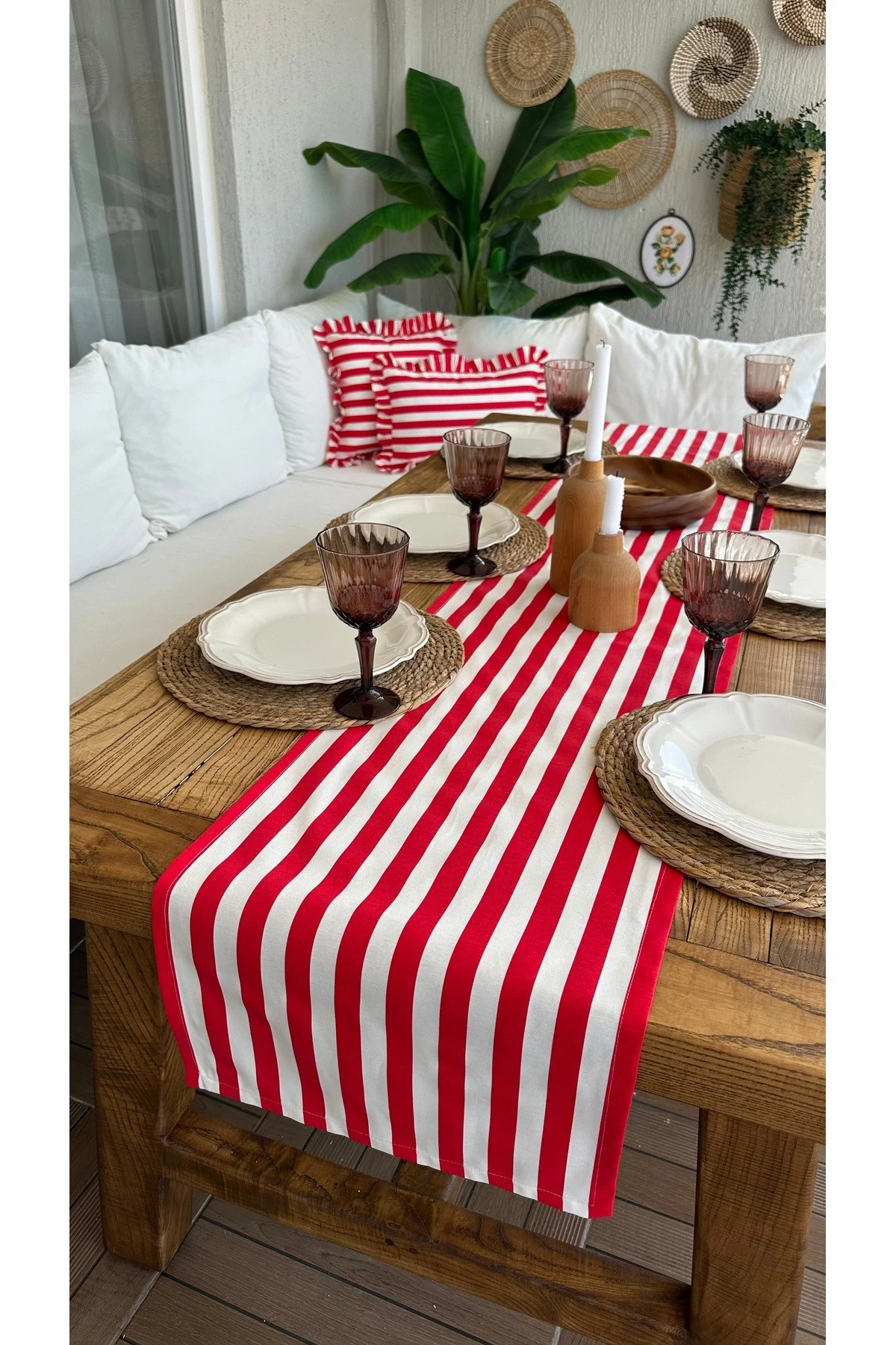 Çizgili Dertsiz Leke Tutmaz, Sıvı Geçirmez Runner - 5