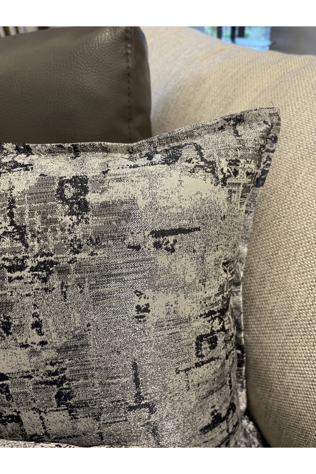 Lacivert Gümüş Salon Kırlent Kılıfı