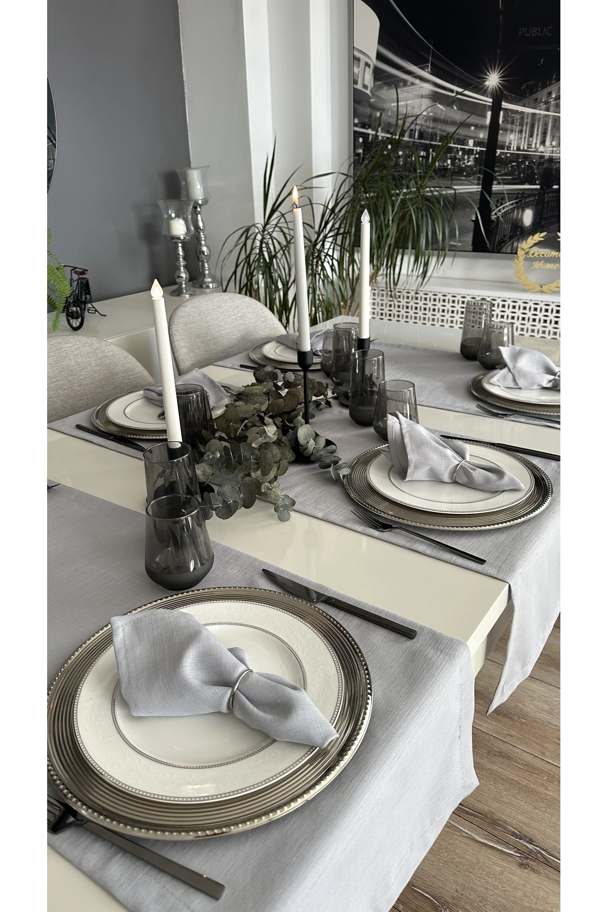 Keten Dokulu Gri Runner Kısa Runner 1 Ad