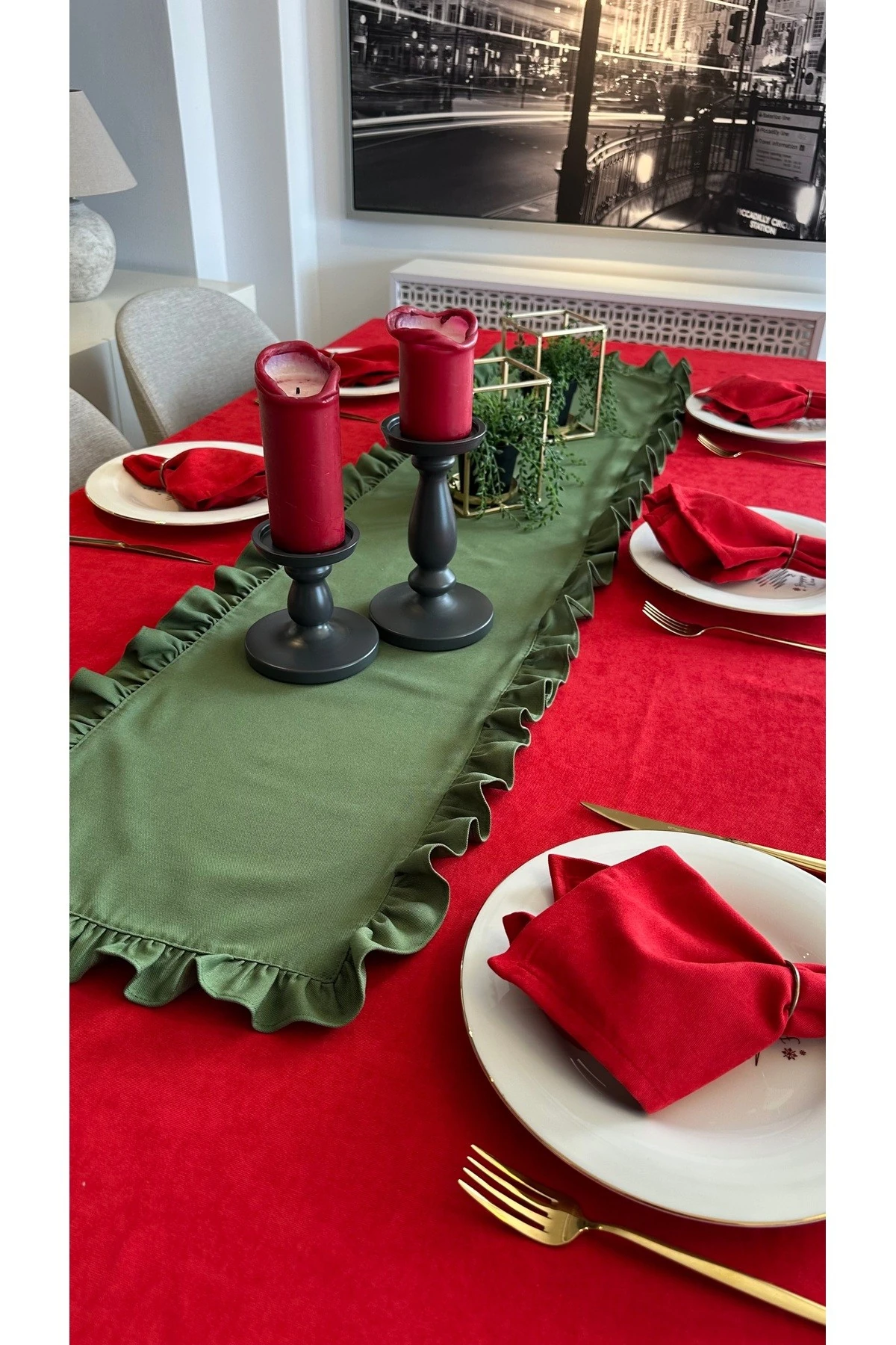 Tam Fırfırlı Runner Leke Tutmaz 40x160 cm 