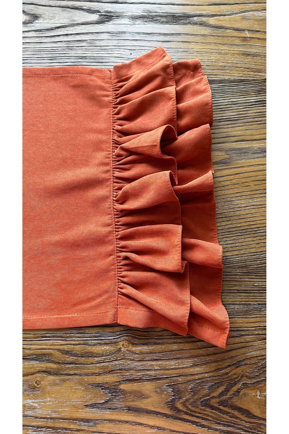 Vintage Kiremit Turuncu Çift Kat Fırfırlı Runner