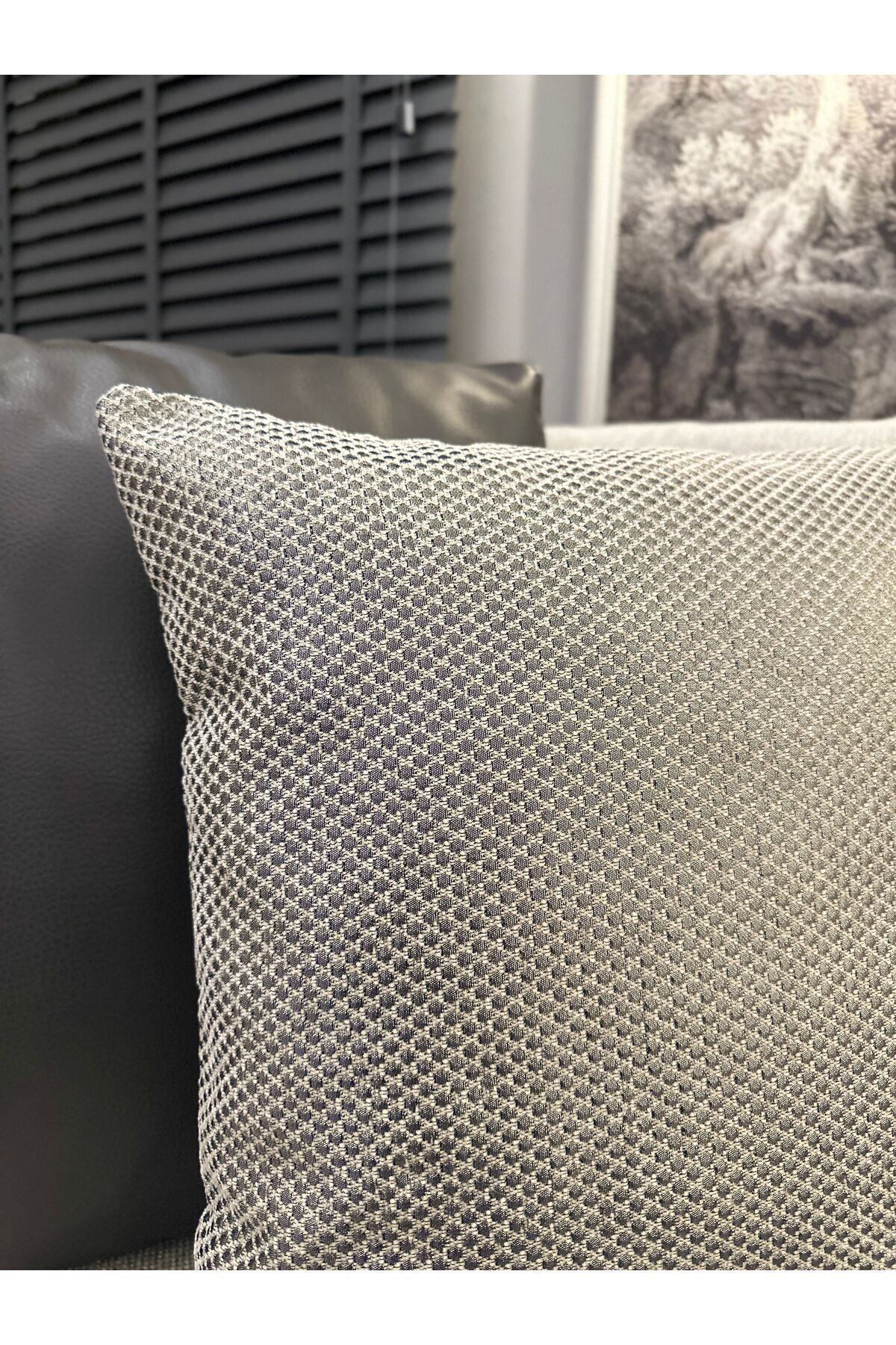 Platin, Gri Sedef Simli Salon Kırlent Kılıfı