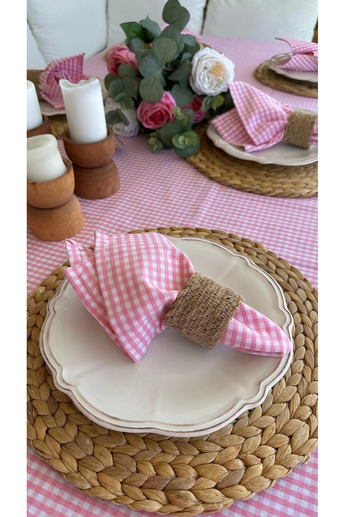 6 ‘lı Pötikareli Leke Tutmaz Pembe Peçete