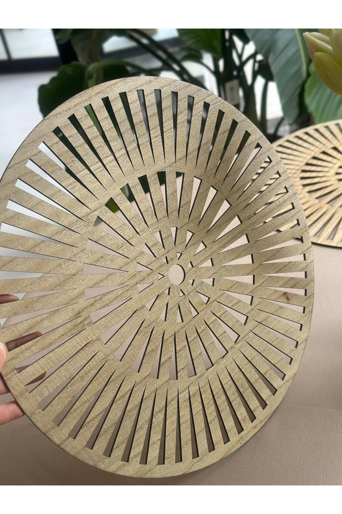 6 Ad Ahşap Çift Taraflı Amerikan Servis Bej Rengi Supla