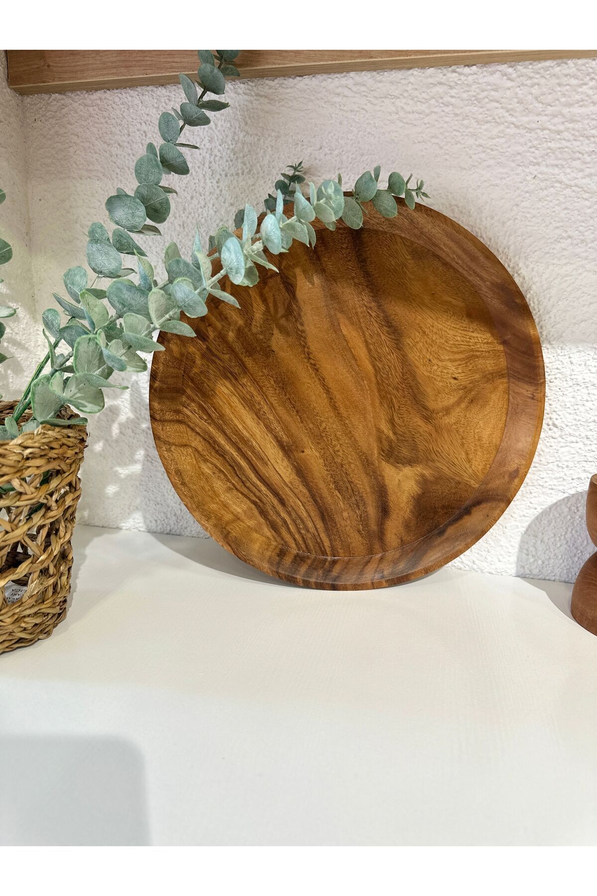 Akasya Ahşap Tepsi 30 Cm Çap