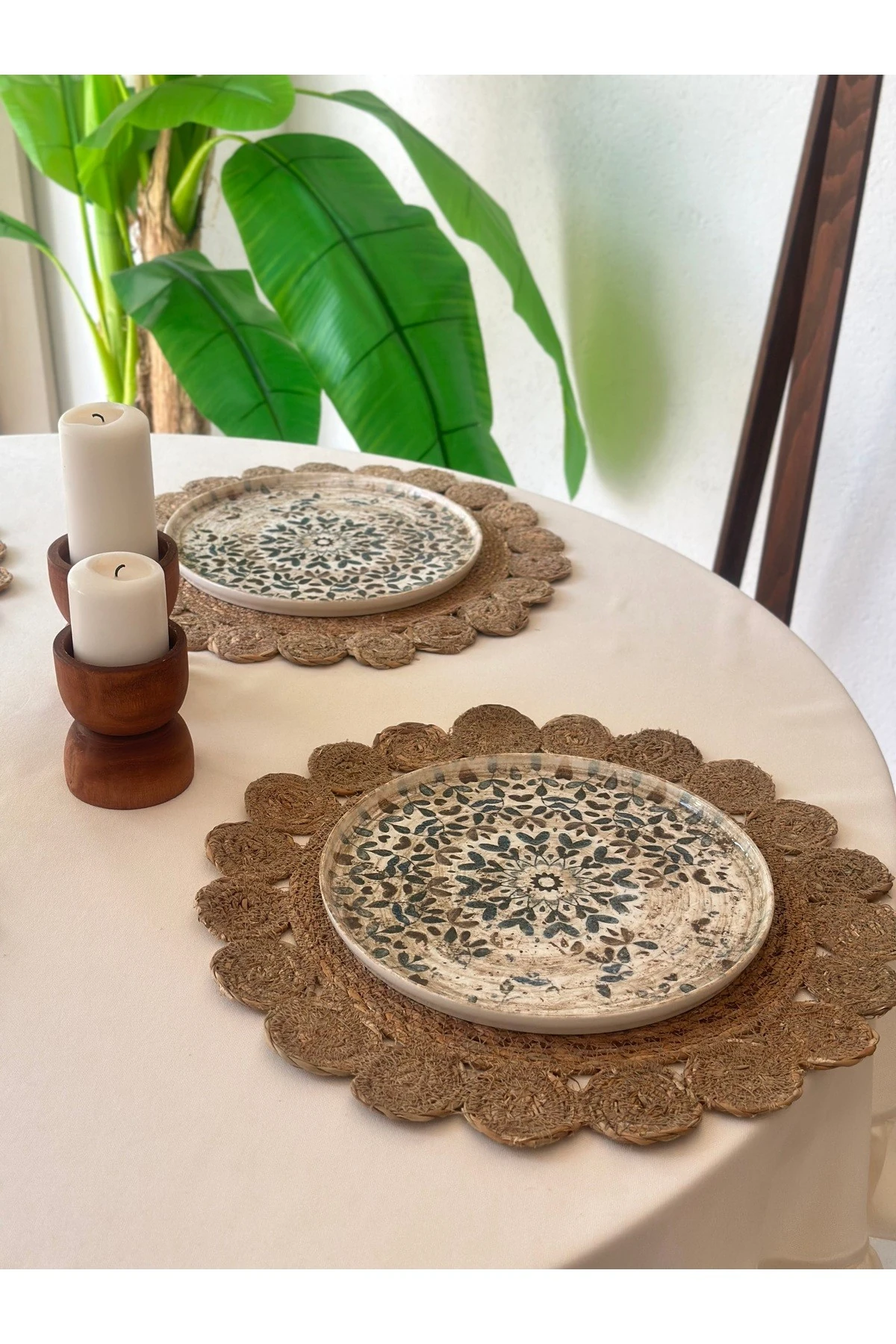 6 Ad Çiçek Desen Hasır Amerikan Servis Hasır Supla