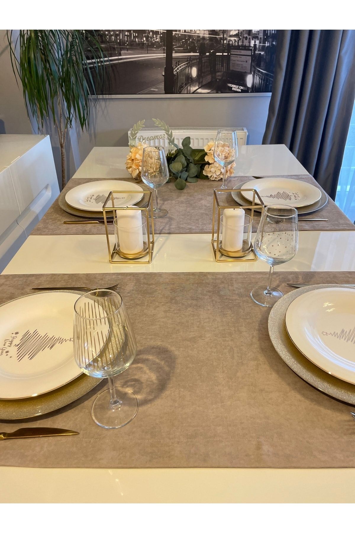 Kadife Dokulu Sütlü Kahve Dertsiz Runner