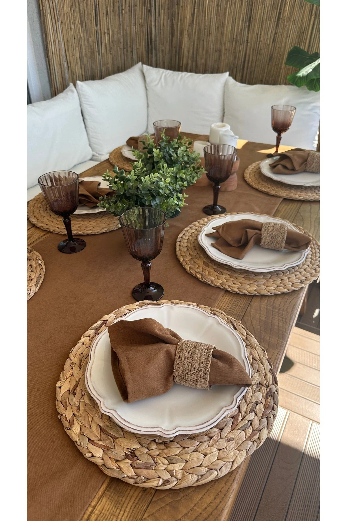 Kadife Dokulu Dertsiz Çikolata Kahve Runner 1 ad