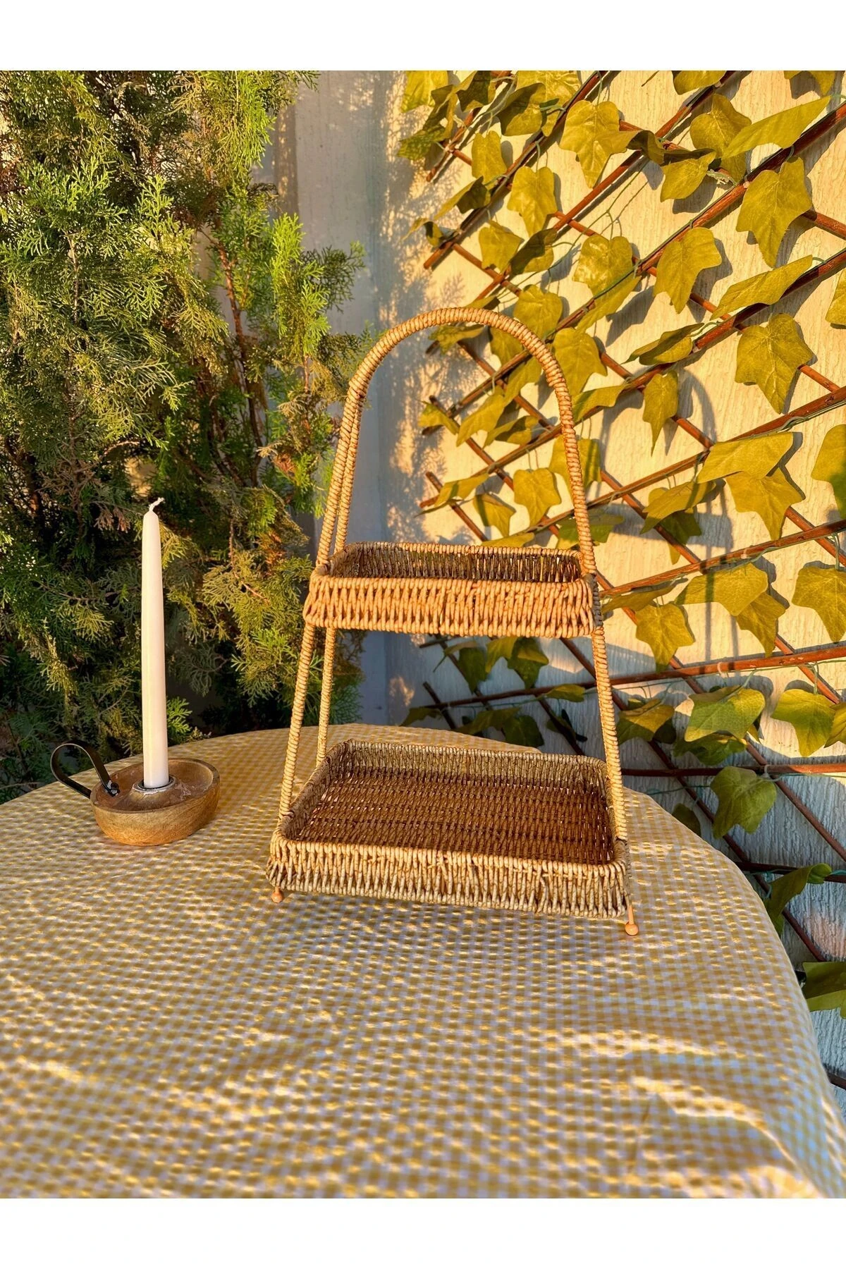 Rattan 2 Katlı Sunumluk Düzenleyici