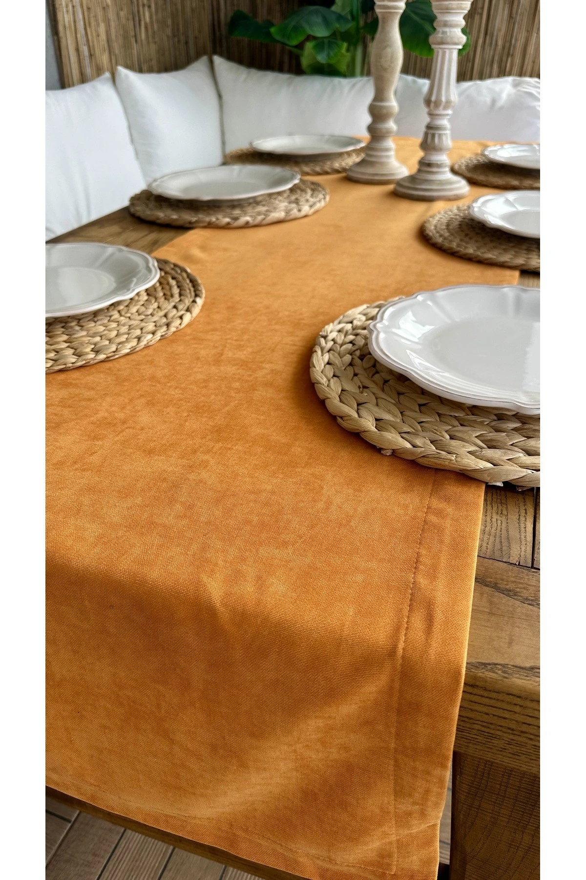 Kadife Dokulu Dertsiz Turuncu Runner