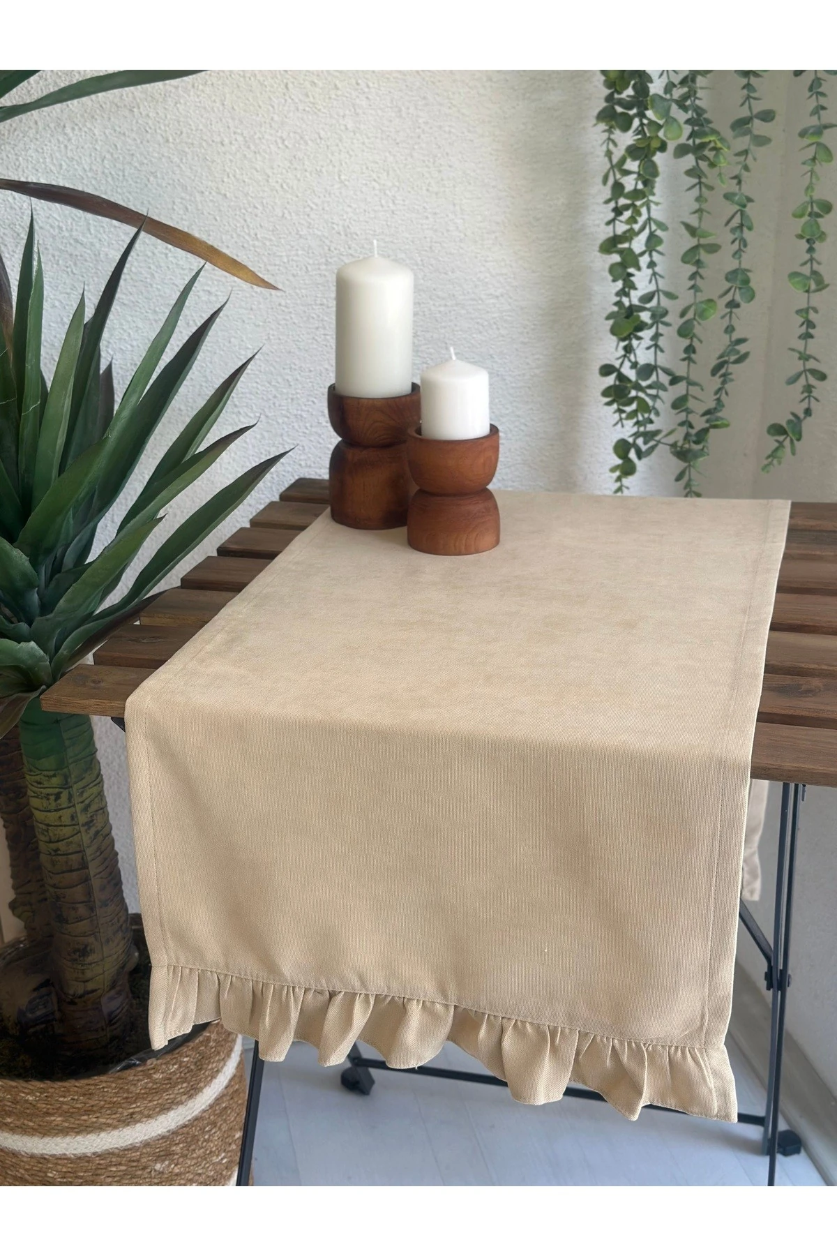 Vintage Kadife Dokulu Fırfırlı Runner - 7