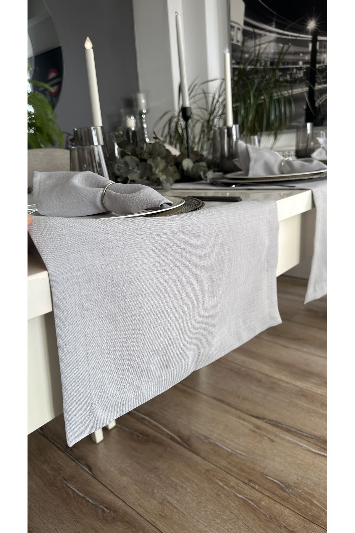 Keten Dokulu Kısa Runner Gri, Pembe, Kırmızı, Kiremit, Lacivert