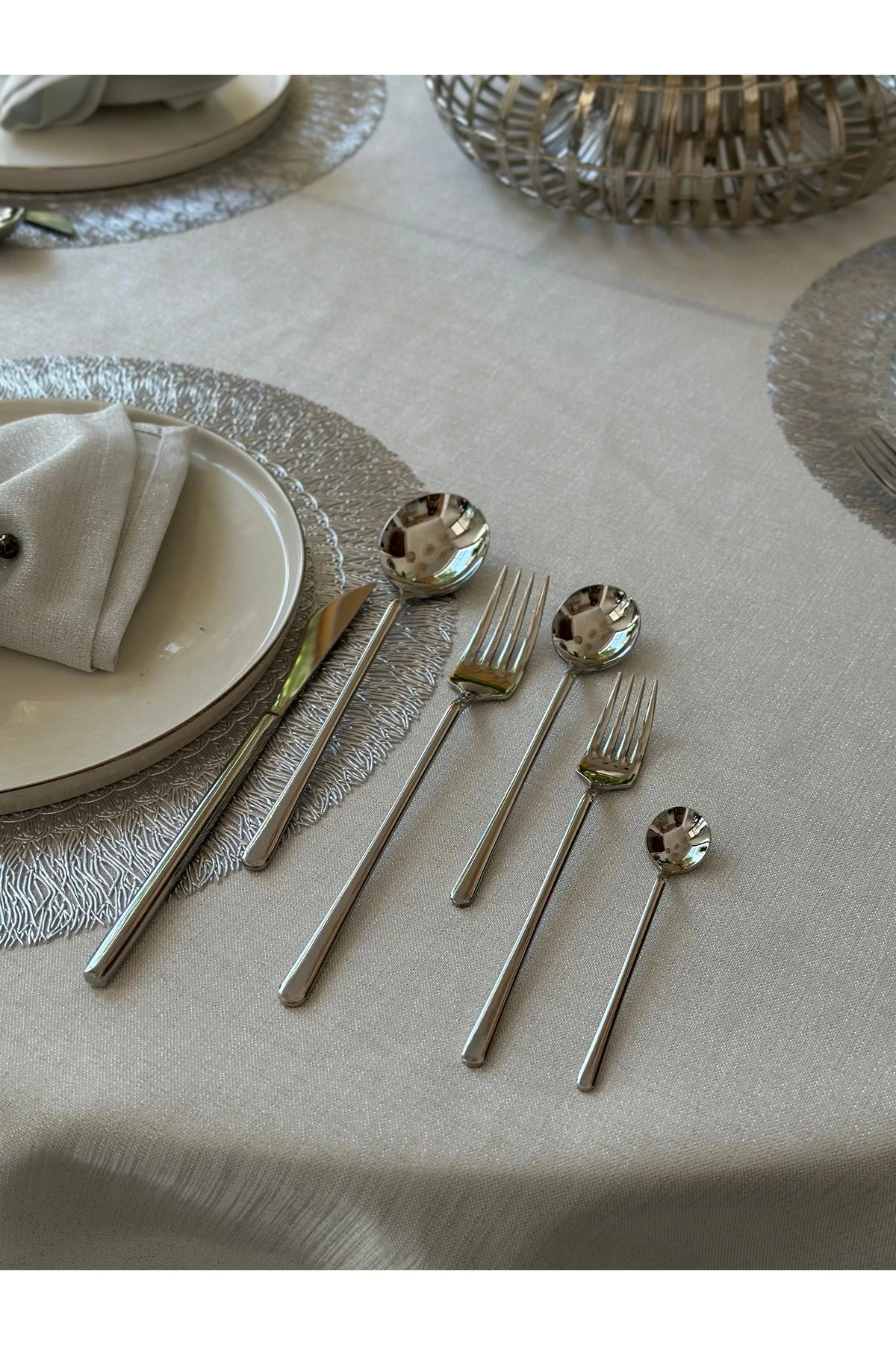 Gold-Gümüş Metal 36 Parça Çatal Kaşık Bıçak Takımı