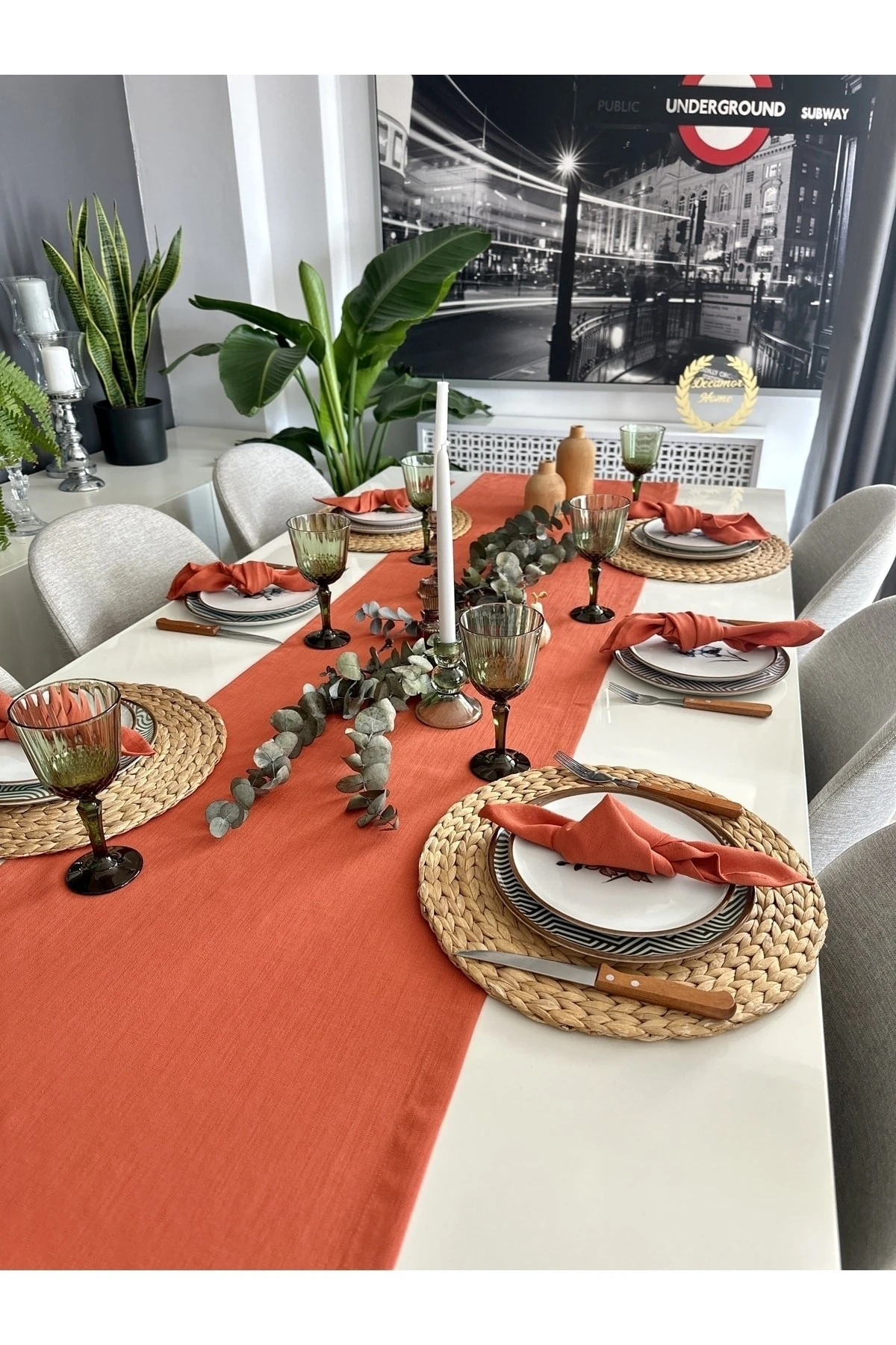 Keten Dokulu Kiremit Tarçın Runner