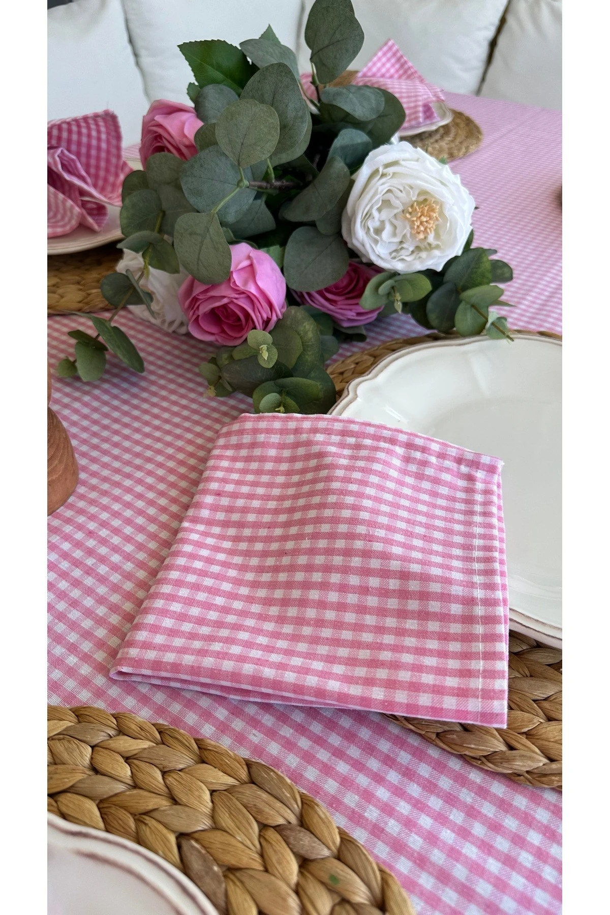 6 ‘lı Pötikareli Leke Tutmaz Pembe Peçete