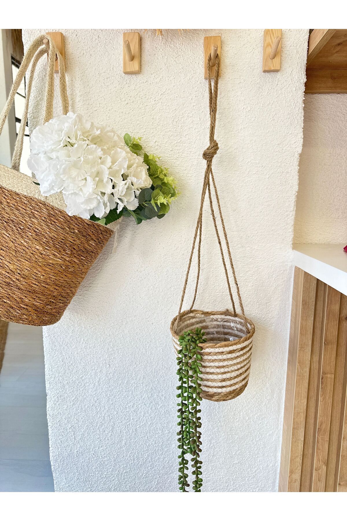 Hasır Askılı Saksı Askılı Sepet