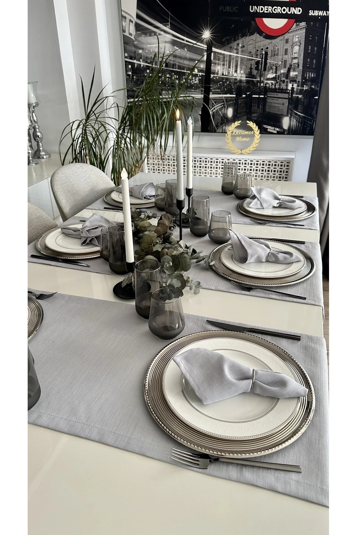 Keten Dokulu Gri Runner Kısa Runner 1 Ad