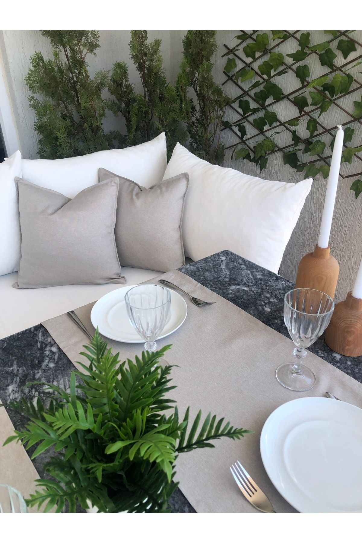 Thick Linen Bej Rengi Kırlent Kılıfı