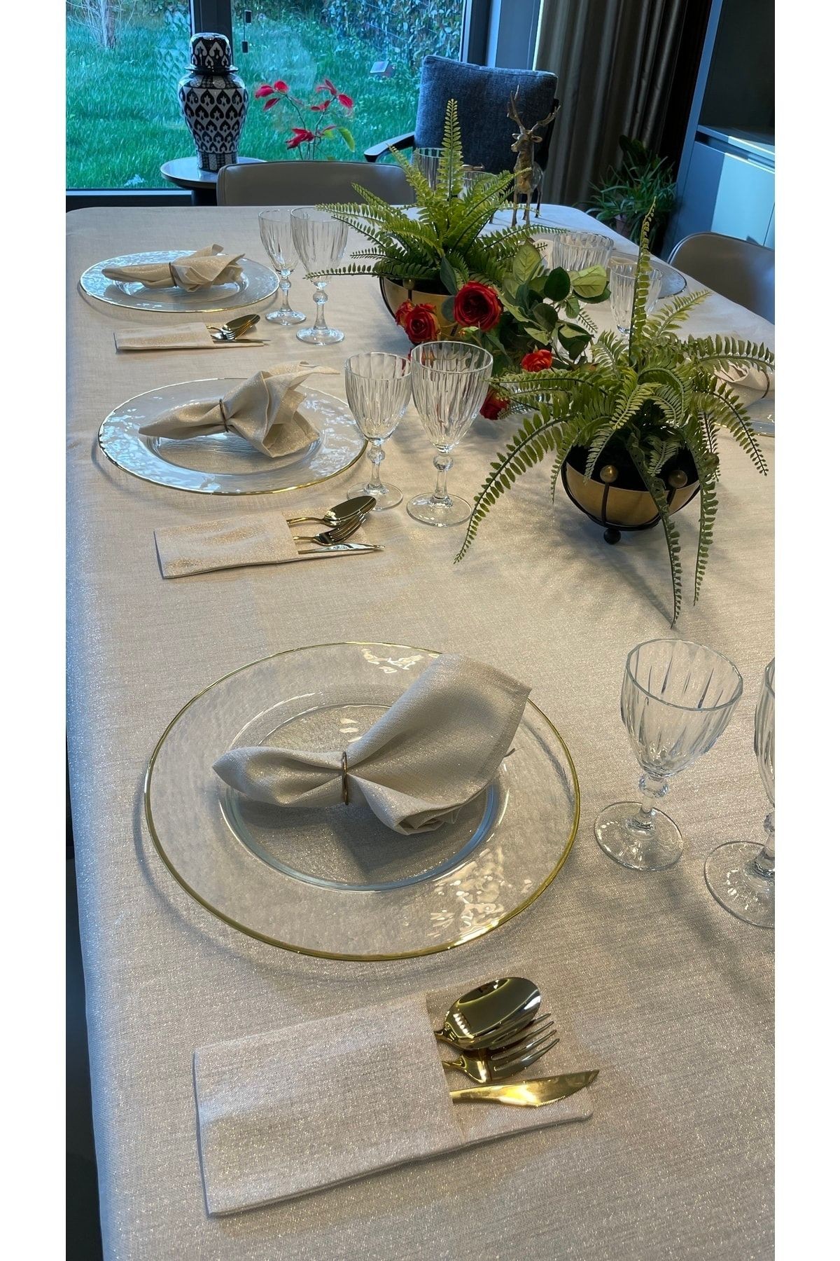 Gold Simli Ekru Kaşıklık 6‘lı