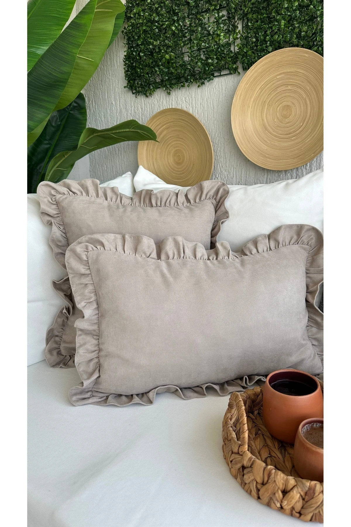 Kadife Doku Vintage Fırfırlı Kırlent Kılıfları 1