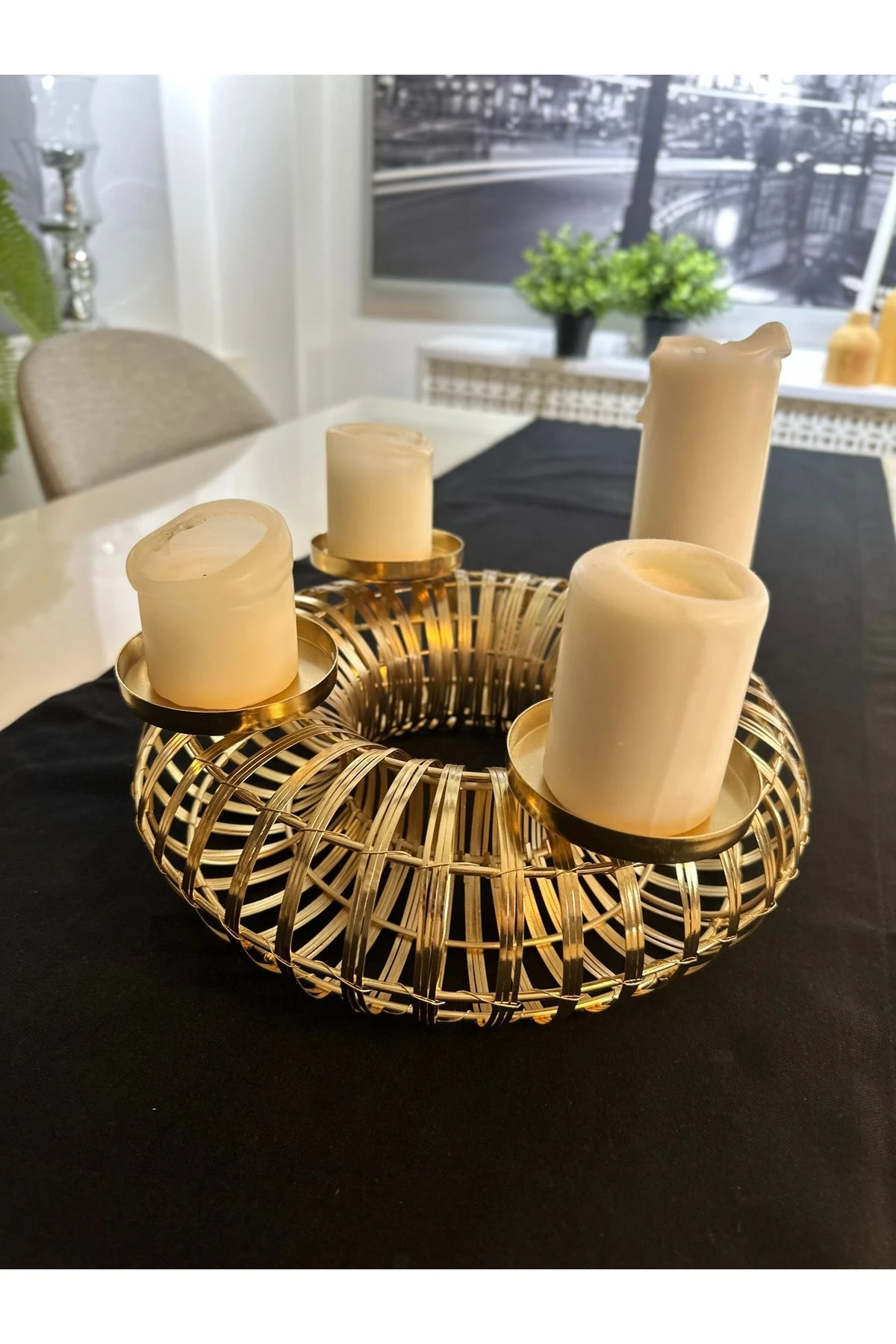 Gold Rengi Metal Dekoratif Mumluk (Mum Dahil Değildir )