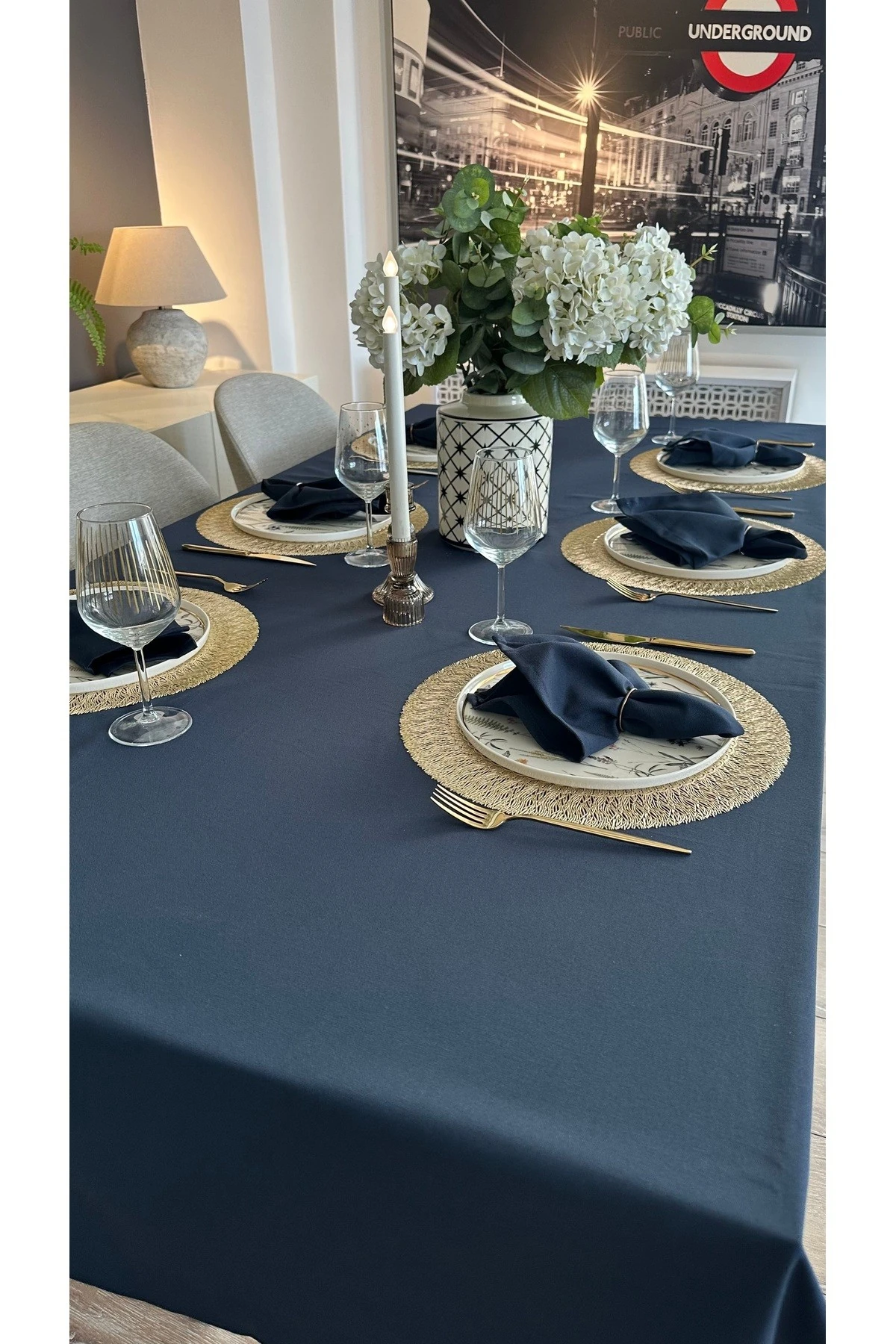 Pamuklu Kumaş Leke Tutmaz Sıvı Geçirmez Dertsiz Kumaş Masa Örtüsü