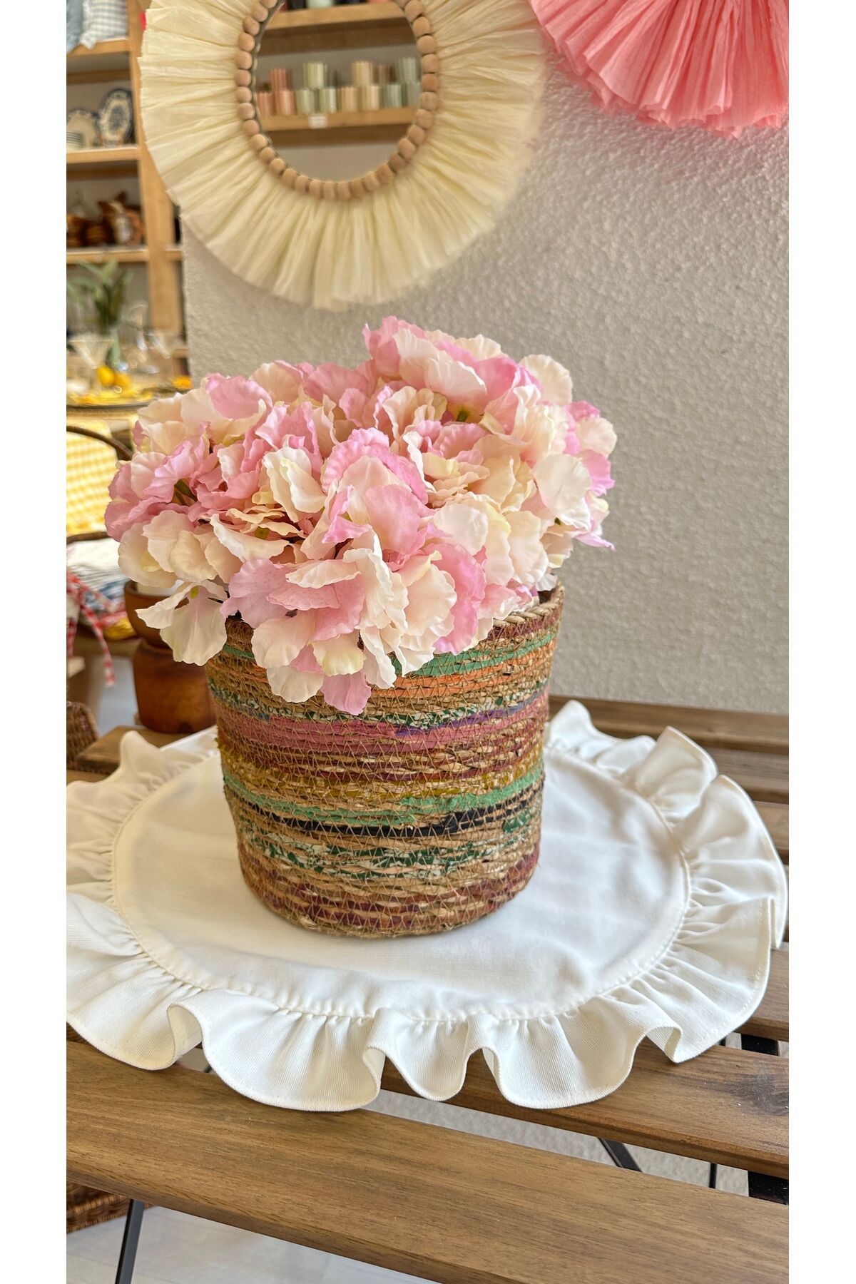 Renkli Hasır Saksı