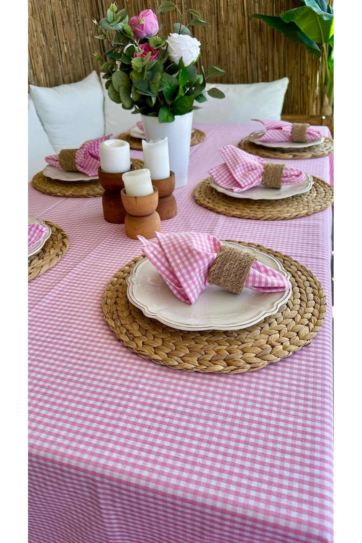 Thin Keten Pötikare Fırfırlı Masa Örtüsü - 2