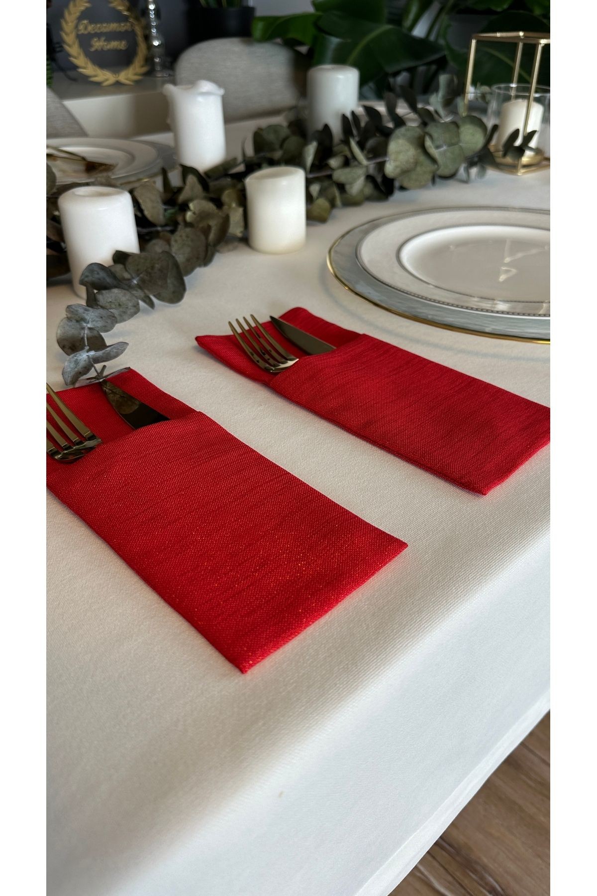 Simli Kırmızı Kaşıklık 6 Lı