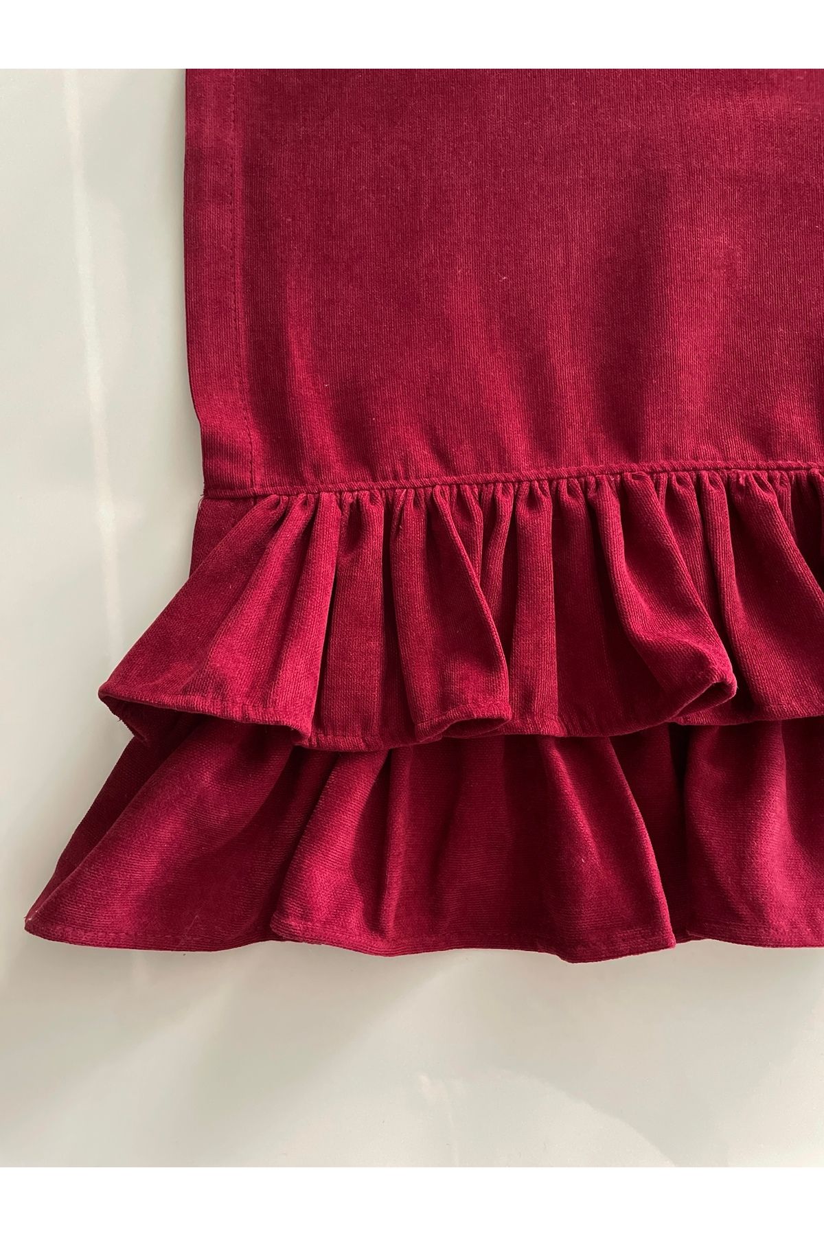 Kadife Doku Bordo Fırfırlı Runner