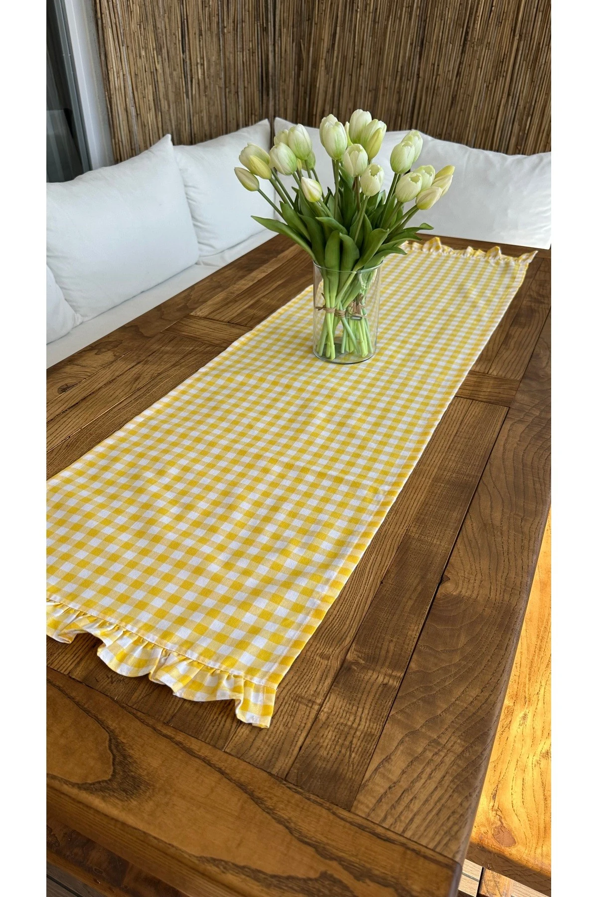 Sarı Pötikareli Fırfırlı Runner