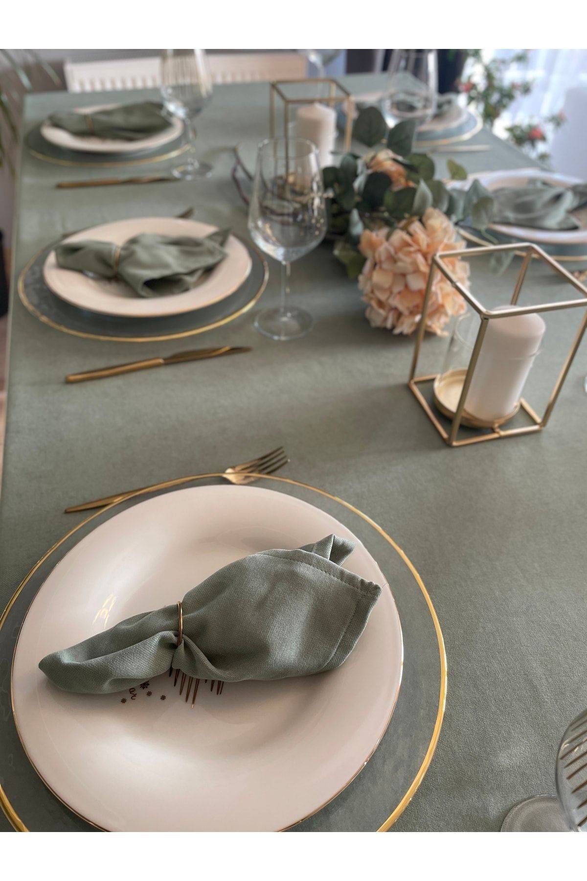 Kadife Dokulu Dertsiz Çağla Yeşili Peçete 6 Adet