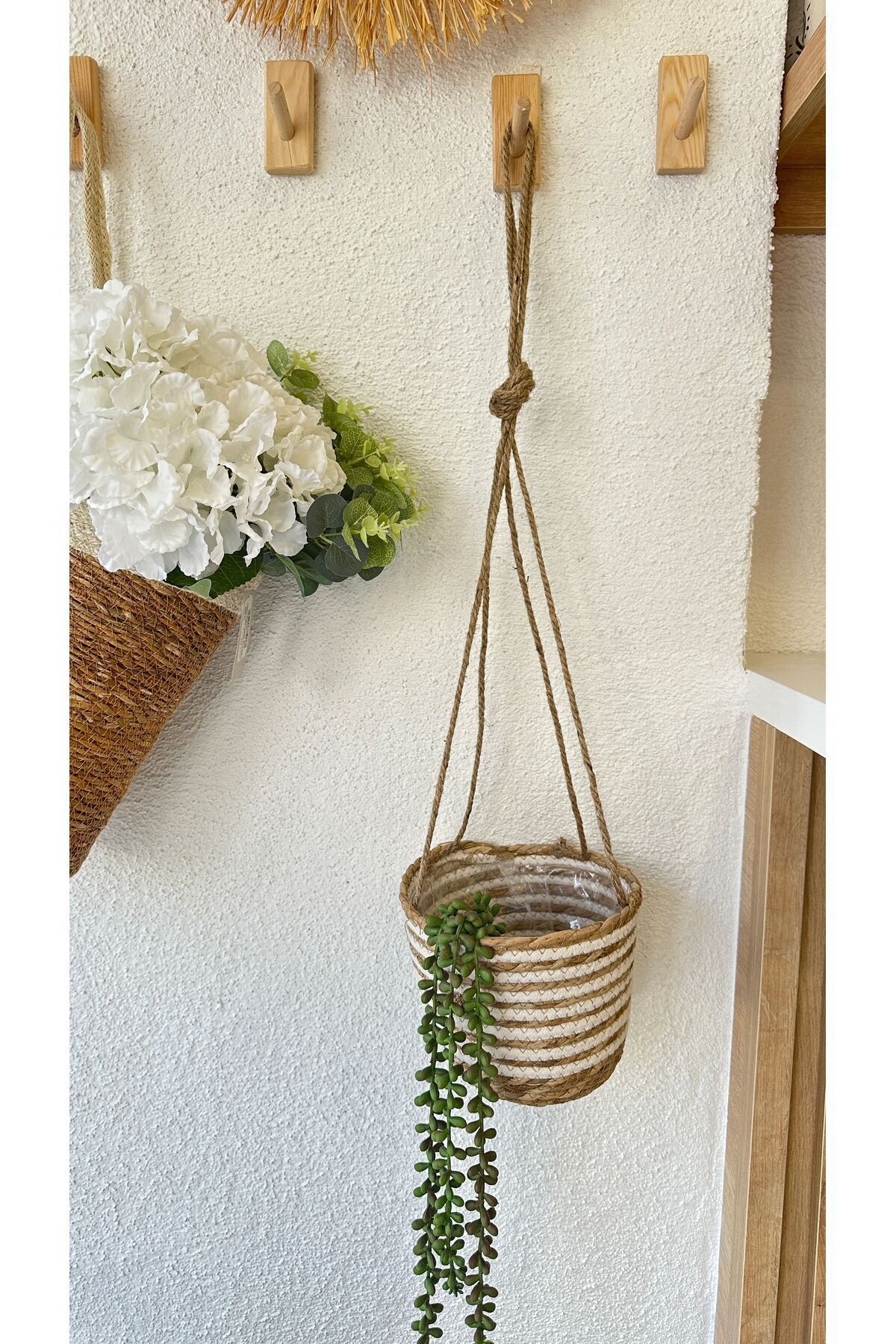 Hasır Askılı Saksı Askılı Sepet