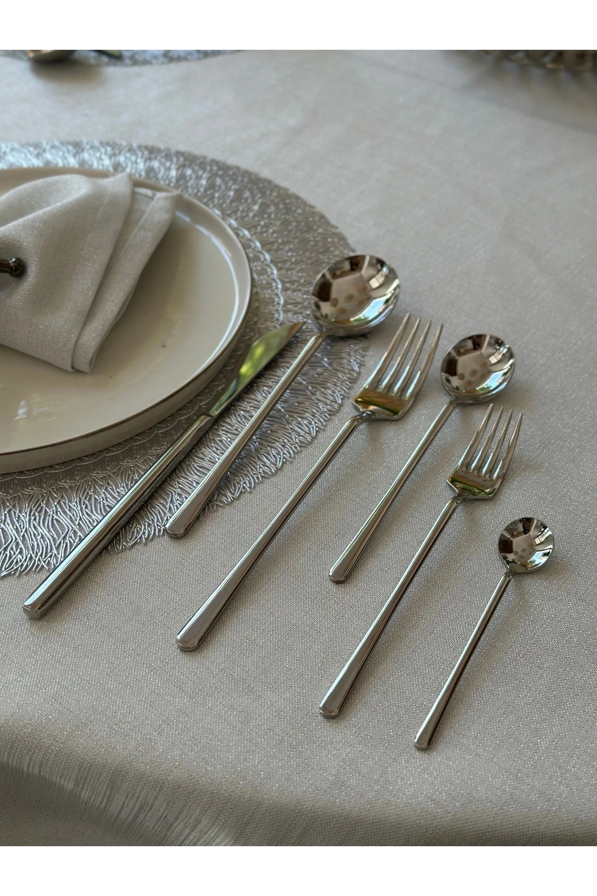 Gold-Gümüş Metal 36 Parça Çatal Kaşık Bıçak Takımı