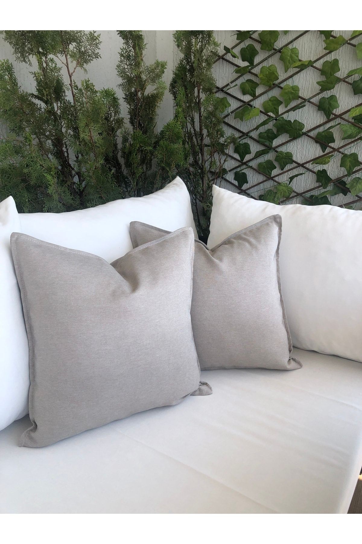 Thick Linen Bej Rengi Kırlent Kılıfı
