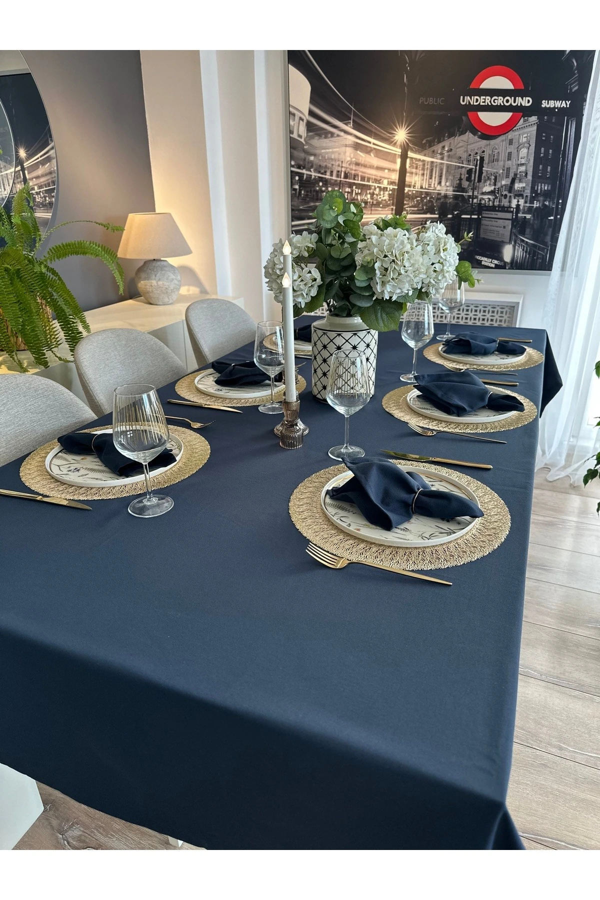 Pamuklu Kumaş Leke Tutmaz Sıvı Geçirmez Dertsiz Kumaş Masa Örtüsü