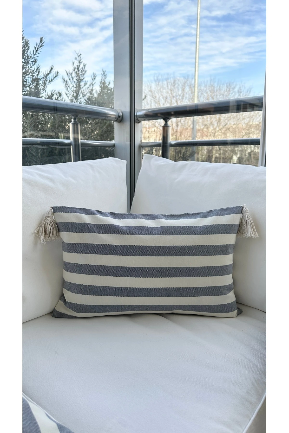 2‘li Keten Püskül Detaylı Kırlent Seti - 1